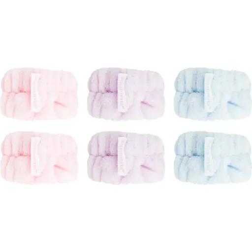 Brushworks Pastel Microfibre Wrist Wash Bands náramky proti stékající vodě při mytí obličeje 6 ks