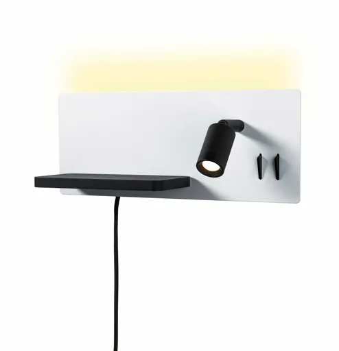 PAULMANN LED nástěnné svítidlo Serra USB C 2700K / 230V 5,5 / 1x2,6W stmívatelné bílá mat/černá mat pravé