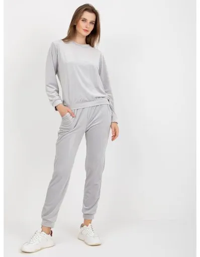 Dámský komplet s kalhotami Brenda RUE PARIS světle šedý