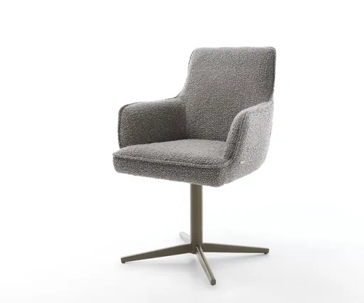 Jídelní židle Heira-Flex s područkami bouclé stříbrno-šedá