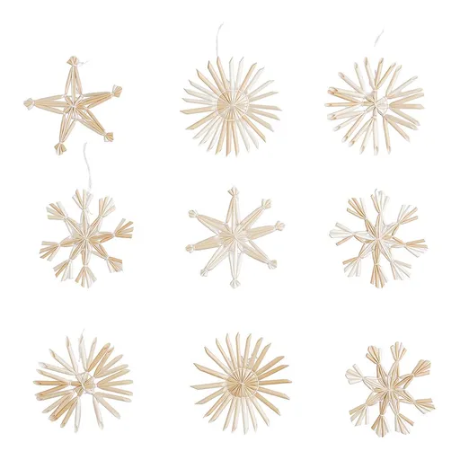 X-MAS Slaměné ozdoby 36 ks 6 cm - bílá