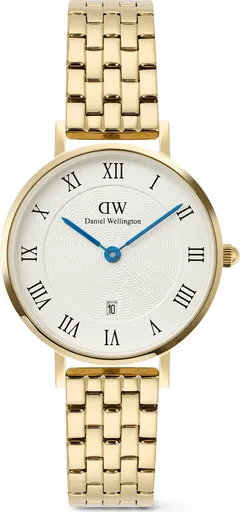 Daniel Wellington Petite 28 Roman Numerals Date 5-Link White Gold DW00100857