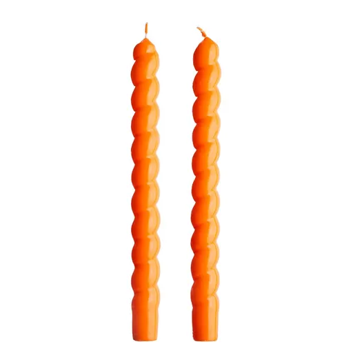 TWISTED Sada lesklých svíček 2 ks 25,5 cm - oranžová