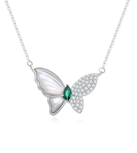MOISS Překrásný stříbrný náhrdelník Motýl ETERNITY N0000958
