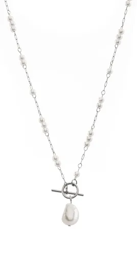 Troli Elegantní ocelový náhrdelník s pravou barokní perlou VABQJN061S