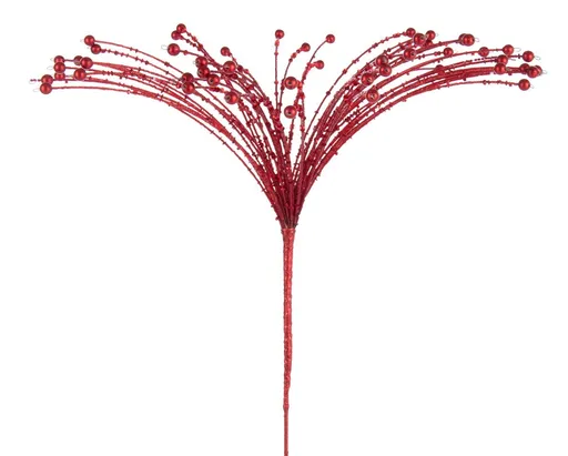 Červená kovová větvička zápich s korálky - 3*60 cm J-Line by Jolipa