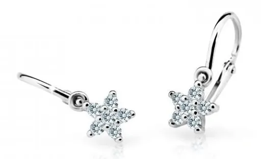 Cutie Jewellery Třpytivé dětské náušnice z bílého zlata C2118-10-X-2 bílá