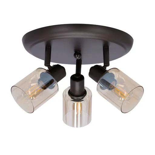 HNĚDÁ STROPNÍ SVÍTIDLA AGRA 3X40W E14 JANTAROVÉ STÍNIDLO