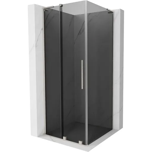 MEXEN/S Velar L sprchový kout, posuvné dveře 90 x 90, grafit, nikl kartáčovaný 871-090-090-43-97