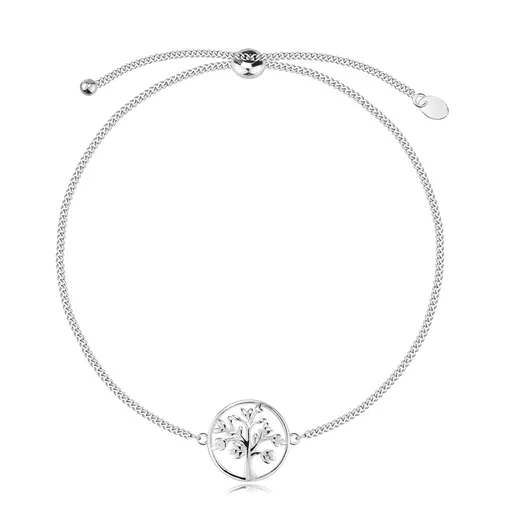 Nastavitelný náramek ze stříbra 925 - strom života v hladkém kruhu
