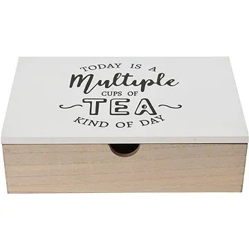 H&L Dřevěný box na čaj 24 × 17 × 7 cm, bílý (A531-BI-00)