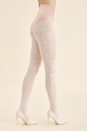 Smetanové vzorované punčochy Perse 60 den