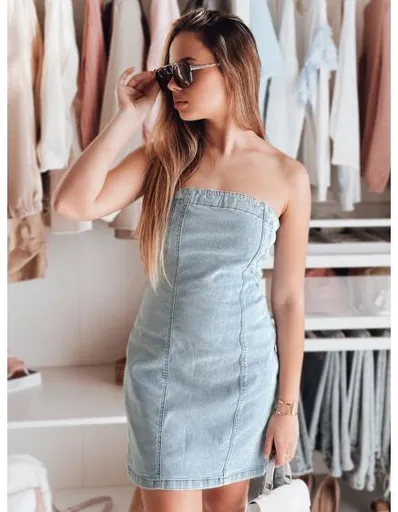 Džínové trubicové mini šaty NETUBA modré