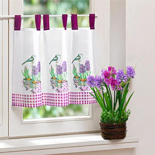 Záclonka Květy a ptáčci