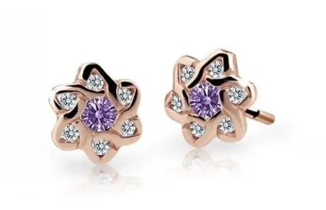Cutie Jewellery Dětské náušnice z růžového zlata C2149-30-X-4 fialová