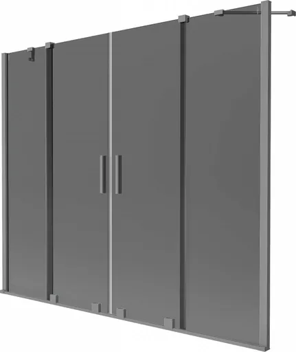 MEXEN/S Velar Duo dvoukřídlá posuvná vanová zástěna 200 x 150, grafit, grafit metal 896-200-000-42-95
