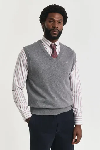 VESTA GANT CLASSIC COTTON VEST DARK GREY MELANGE