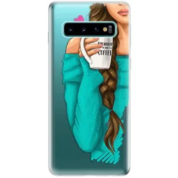 iSaprio My Coffe and Brunette Girl pro Samsung Galaxy S10 (coffbru-TPU-gS10)
