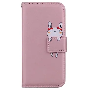 TopQ Pouzdro Samsung A52 knížkové růžové s králíčkem 84296 (84296)