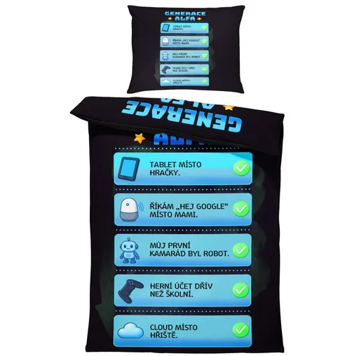 Povlečení Generace Alfa – nastavení (Rozměr : 1x140/220 + 1x90/70)