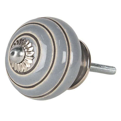 Světle modrá keramická úchytka s pruhy – Ø 4*4 cm 64506