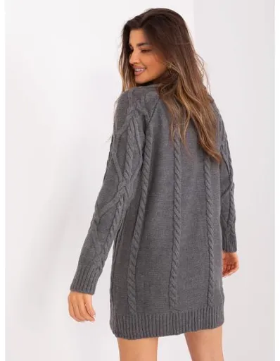 Dámské šaty kostkované pletené BALU tmavě šedé
