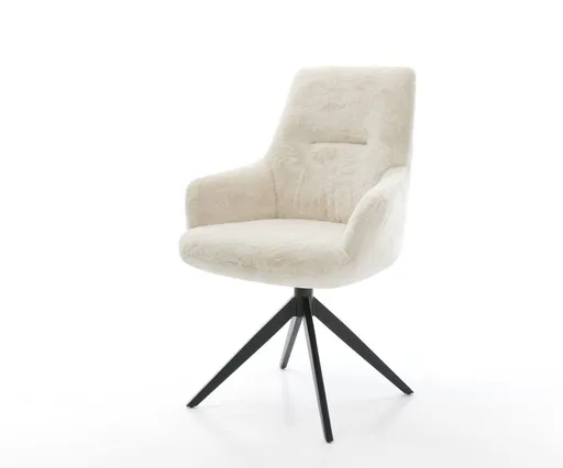 Jídelní židle Zelia-Flex s područkami plyšový manšestr krémová