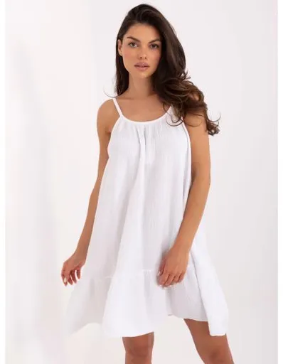 Bílé mušelínové šaty s volánem OCH BELLA