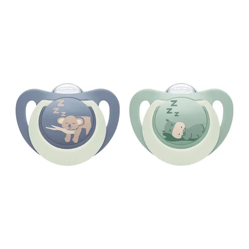 NUK First Choice Dudlík Night 0–6m box 2 ks hippo/koala