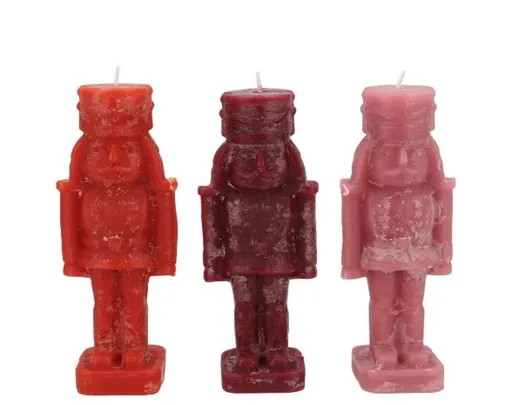 3ks červená mix svíčka louskáček - 4*4*12 cm daan kromhout