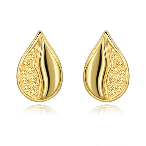 Zlaté náušnice 14K kapka s tečkovaným vzorem