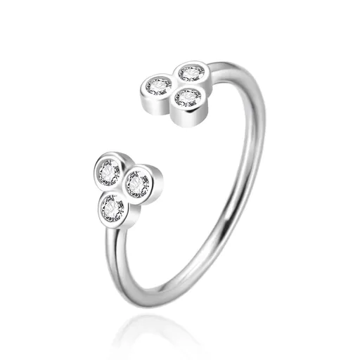 Agato Stříbrný otevřený prsten se zirkony AGT-R68W 62 mm