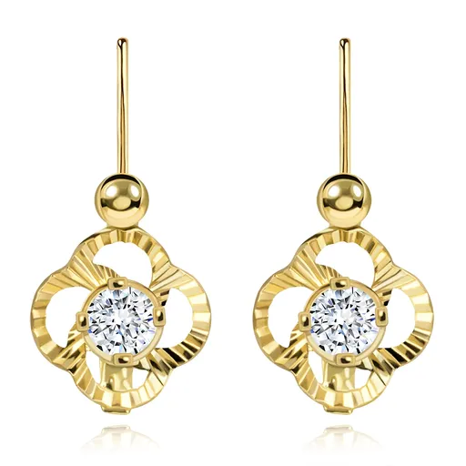 Náušnice ze 14K zlata s květinovým motivem a kubickými zirkony