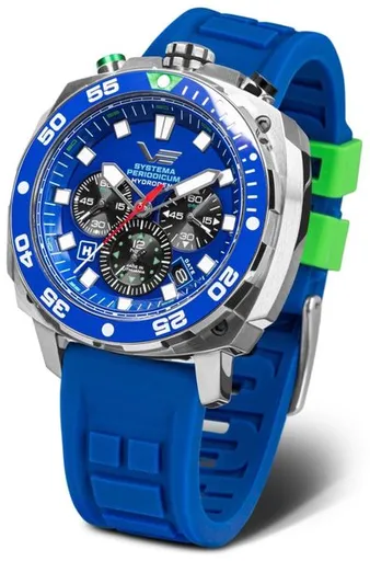 Vostok Europe Systema Periodicum Hydrogen VK67-650A720 - Modrý silikonový řemínek