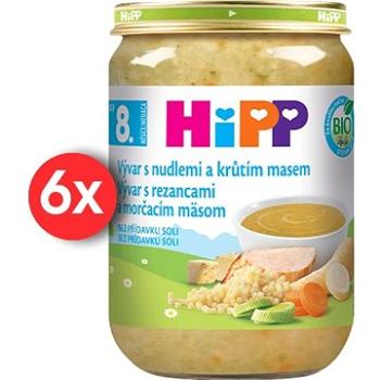 HiPP BIO Vývar s nudlemi a krůtím masem - 6× 190 g (4062300436312)