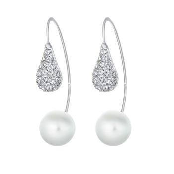CRYSTalp Moderní náušnice s krystaly Swarovski a perlou LuxePearl 42369.R