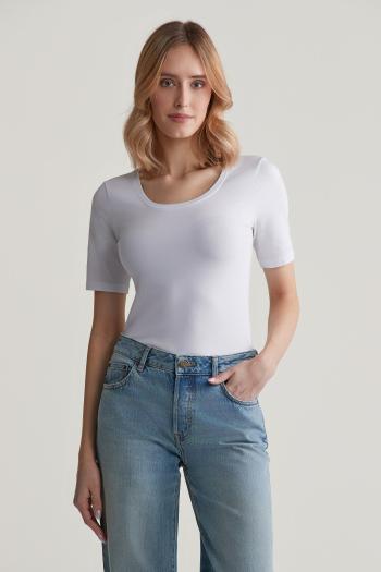 TRIČKO GANT SLIM COT/ELA SS SCOOP NECK TOP WHITE