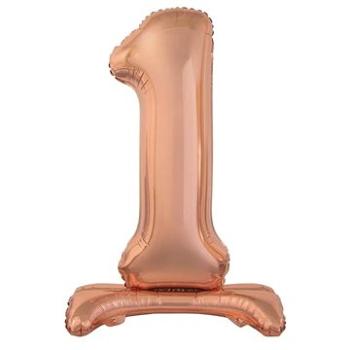 Balón foliový číslice růžovo zlatá / rose gold na podstavci, 74 cm - 1 (5902973143287)