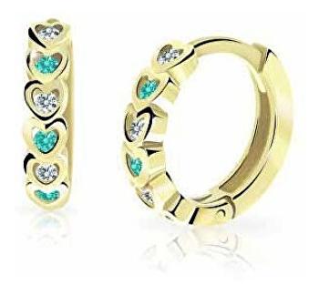 Cutie Jewellery Cercei rotunzi pentru copii din aur galben C3339-80-X-1 verde deschis