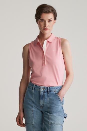 POLOKOŠILE GANT CONTRAST COLLAR SLEEVELESS PIQUE GERANIUM PINK