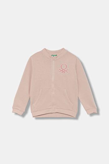 Detská bavlnená mikina United Colors of Benetton ružová farba, vzorovaná, 3J70G503U