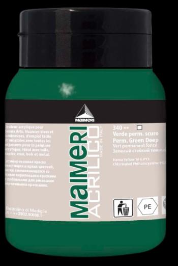 MAIMERI ACRILICO - Akrylové farby 340 - permanent green deep, 0,5 L