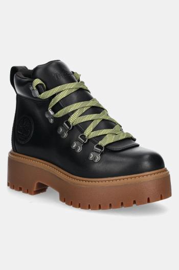 Kožené workery Timberland Stone Street dámské, černá barva, na plochém podpatku, TB0A27VJW021