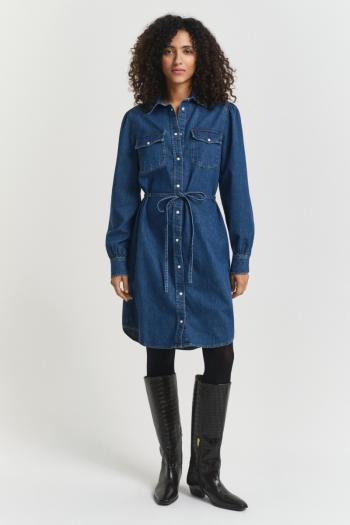 ŠATY GANT PUFF SLEEVE DENIM DRESS INDIGO