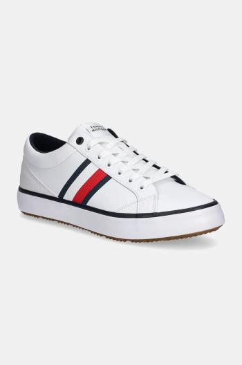 Kožené sneakers boty Tommy Hilfiger TH HI VULC CORE CLEAT STRIPES bílá barva, FM0FM05199