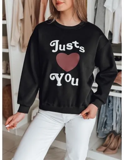 Dámská oversize mikina s potiskem JUST LOVE YOU černá