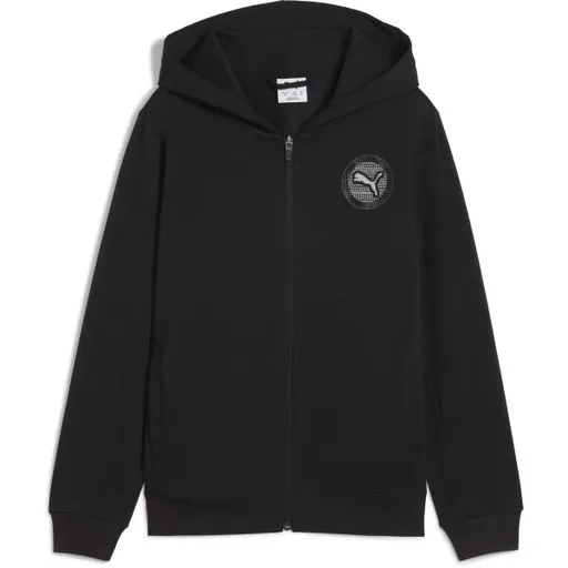 Puma ACTIVE SPORTS GRAPHIC FULL-ZIP HOODIE TR B Chlapecká mikina, černá, velikost