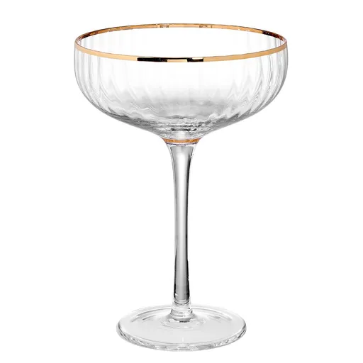 GOLDEN TWENTIES Sklenice na šampaňské se zlatým okrajem 400 ml
