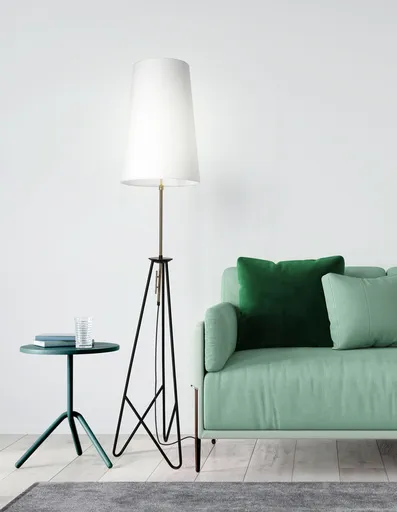 Stojací lampa TAFLO černo-zlatá 1xE27 stínidlo bílé