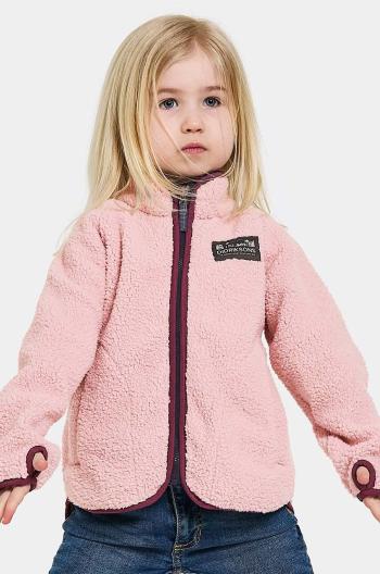 Dětská fleecová mikina Didriksons GIBBS KIDS FULLZIP růžová barva, 505577